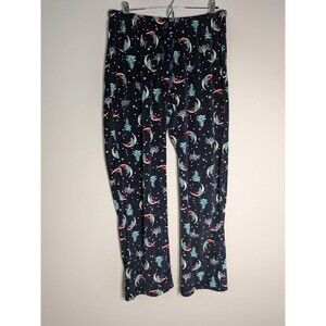 Croft & Barrow Fleece Pajama Pants M Navy Christmas Tree Moon Holiday Pjs soft